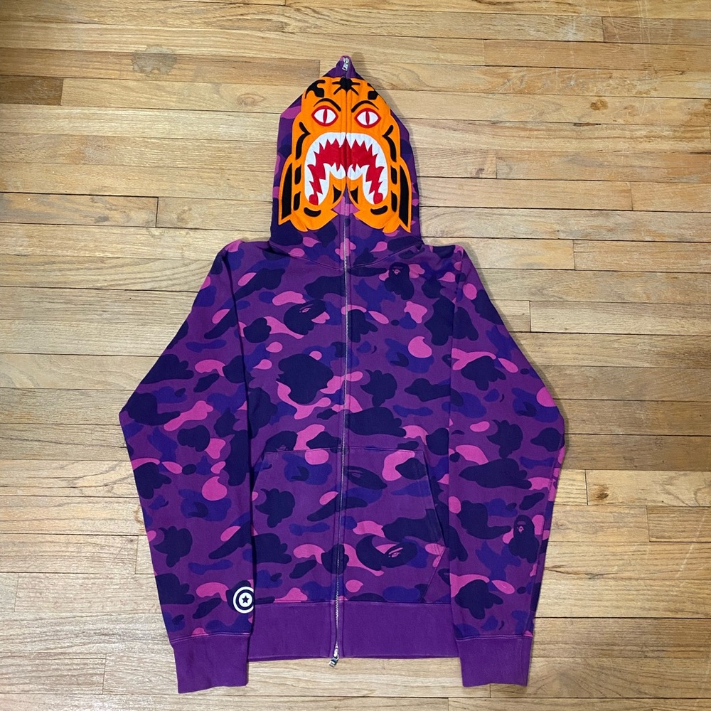 Bape purple camo tiger full zip size Xl